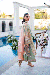 Silk Tunic - 2PCS HAND EMBELLISHED  SHIRT WITH TROUSER-SS25DA-2689 LIGHT GREEN